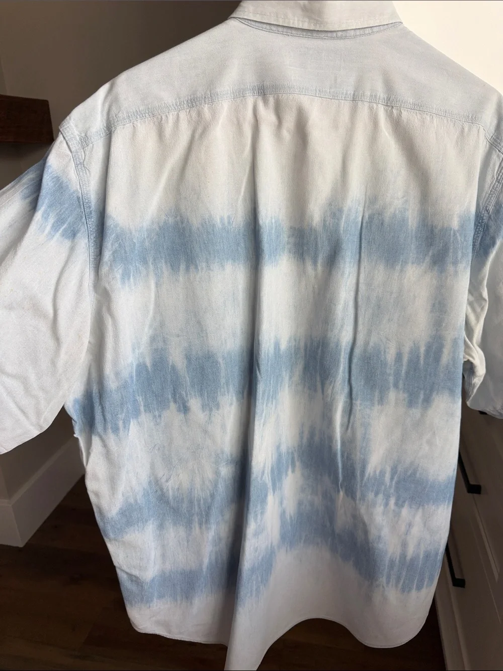 Polo by Ralph Lauren Light Blue Tie-Dye Short Sleeve Dungaree Button-Down Shirt